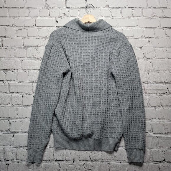 Brax James Virgin Merino Wool Blend Gray Shawl Collar Knit Button Cardigan Sz L - Picture 12 of 16